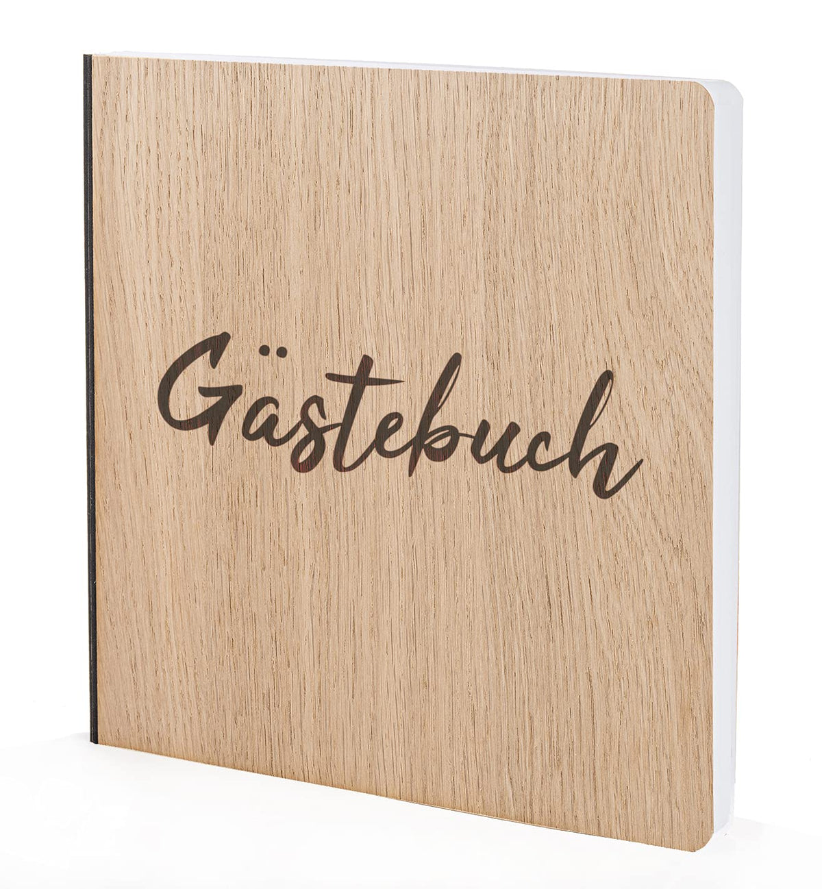 Gästebuch mit edlem Echtholz Cover Buch in der Größe 20 x 20cm 192 beschreibbare Seiten hochwertiges Papier