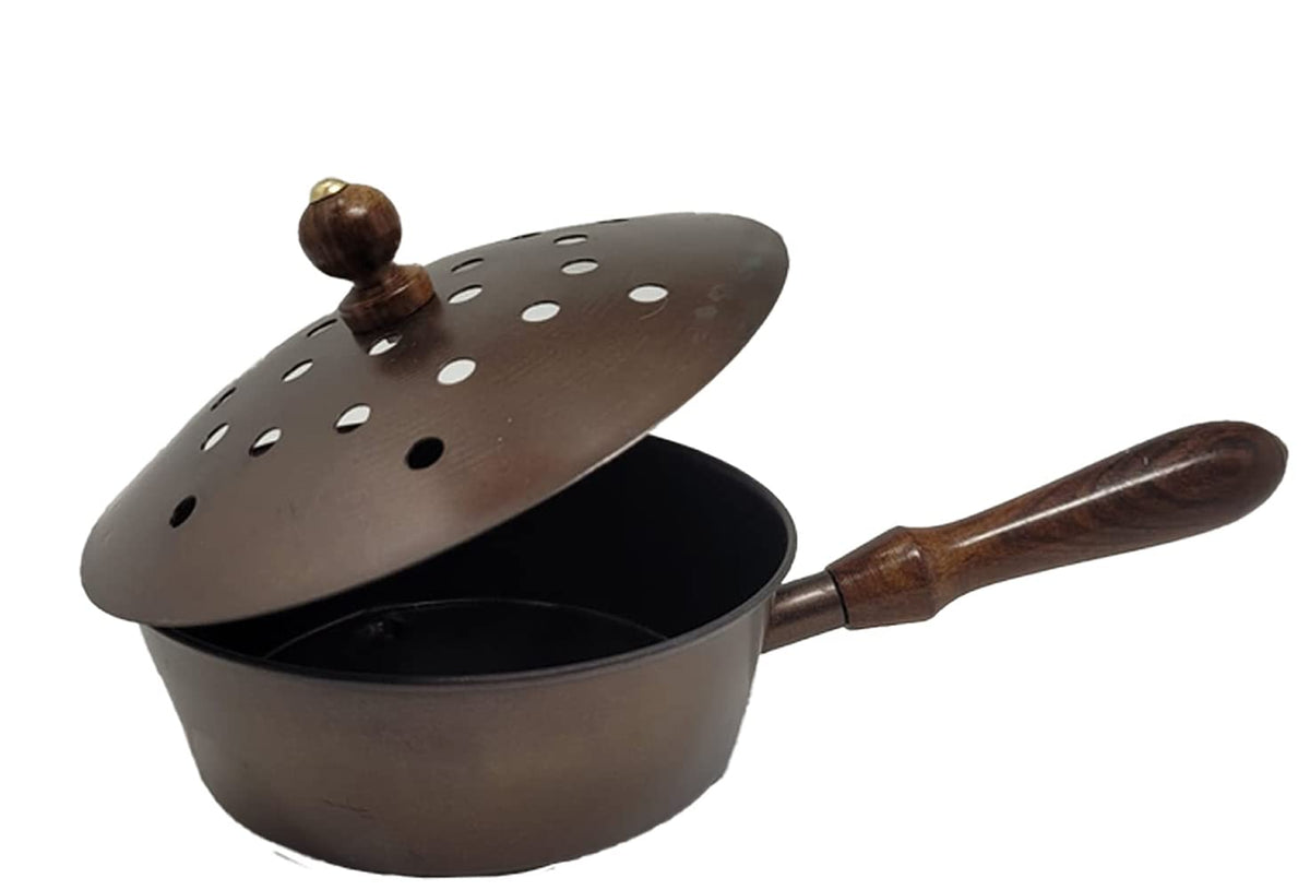 Räucherpfanne Set Kupferfarbig 6 teilig - Räuchergefäß zum Räuchern von Weihrauch, Harzen, inkl. Weihrauch, Räucherkohle, Räuchersand, Räucherzange