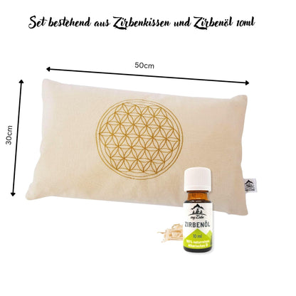 Zirbenkissen Blume des Lebens 30x50 cm mit 10ml Zirbenöl Zirbenspänen