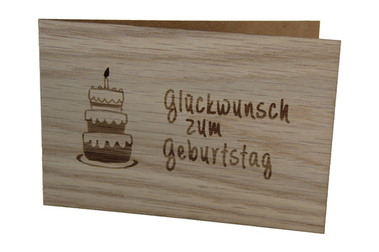 Holzgrußkarte - GLÜCKWUNSCH ZUM GEBURTSTAG - 100% handmade in Österreich - Postkarte, Geschenkkarte, Grußkarte, Klappkarte, Karte, Einladung