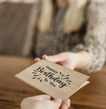 Geburtstagskarte aus Holz - Happy Birthday to you - 100% handmade in Österreich - Postkarte, Geschenkkarte, Grußkarte, Klappkarte, Karte, Einladung