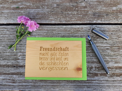 Holzgrußkarte - Spruchkarte - 100% handmade in Österreich - Postkarte Glückwunschkarte Geschenkkarte Grußkarte Klappkarte Karte Einladung