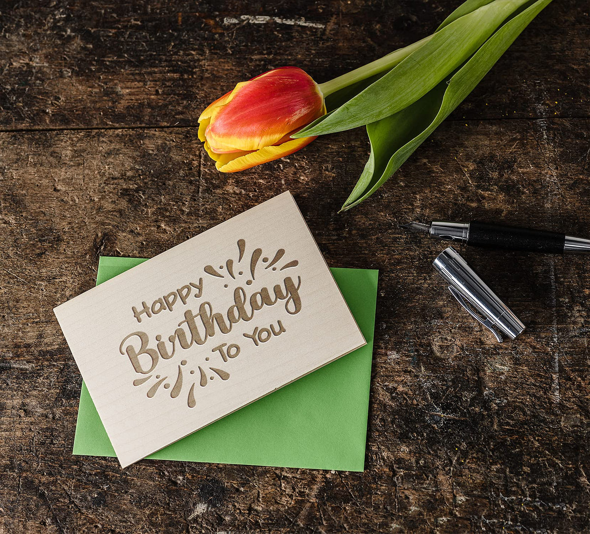Geburtstagskarte aus Holz - Happy Birthday to you - 100% handmade in Österreich - Postkarte, Geschenkkarte, Grußkarte, Klappkarte, Karte, Einladung