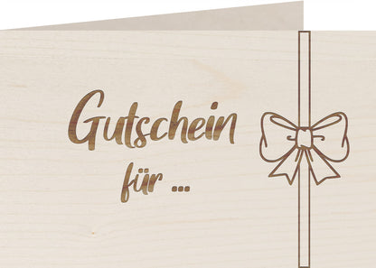 Holzkarte - Gutschein für - 100% handmade in Österreich - Postkarte, Geschenkkarte, Grußkarte, Klappkarte, Karte, Einladung