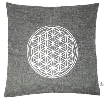Kissenbezug Blume des Lebens Größe 40x40 cm antrazith Silber