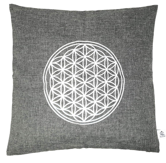 Kissenbezug Blume des Lebens Größe 40x40 cm antrazith Silber