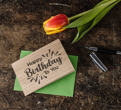 Geburtstagskarte aus Holz - Happy Birthday to you - 100% handmade in Österreich - Postkarte, Geschenkkarte, Grußkarte, Klappkarte, Karte, Einladung