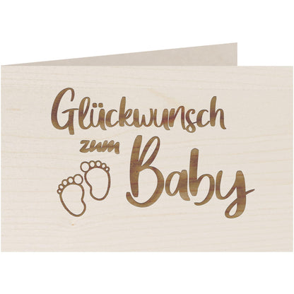 Holzkarte - Glückwunsch zum Baby - 100% handmade in Österreich - Postkarte, Geschenkkarte, Grußkarte, Klappkarte, Karte, Einladung