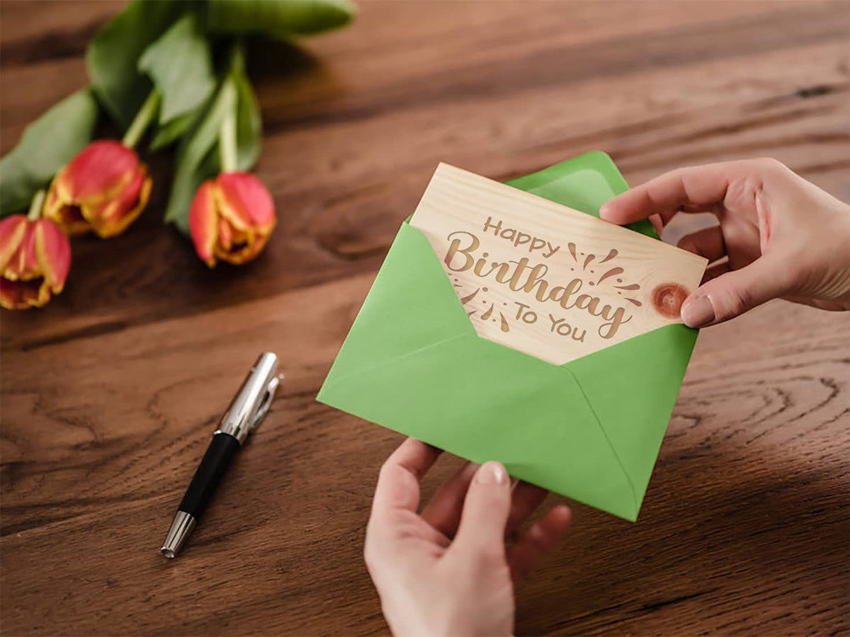 Geburtstagskarte aus Holz - Happy Birthday to you - 100% handmade in Österreich - Postkarte, Geschenkkarte, Grußkarte, Klappkarte, Karte, Einladung