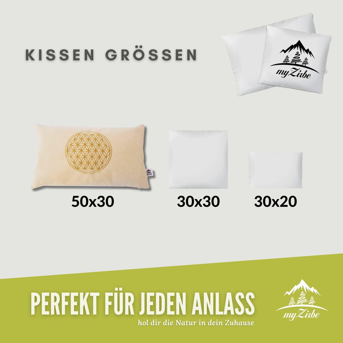 Kissen Blume des Lebens 30x50cm gefüllt mit Zirbenspänen