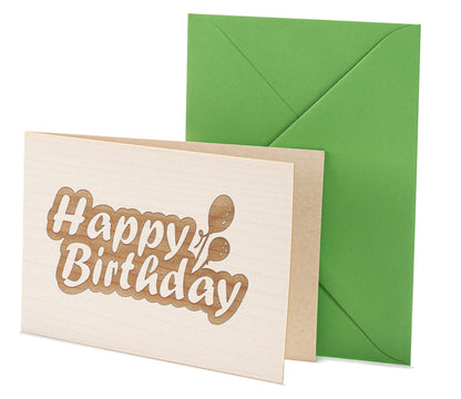 Geburtstagskarte aus Holz - Happy Birthday - 100% handmade in Österreich - Holzgrußkarte, Postkarte, Geschenkkarte, Grußkarte, Klappkarte, Karte, Einladung