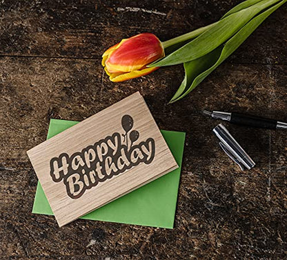 Geburtstagskarte aus Holz - Happy Birthday - 100% handmade in Österreich - Holzgrußkarte, Postkarte, Geschenkkarte, Grußkarte, Klappkarte, Karte, Einladung