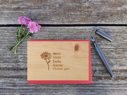Holzgrußkarte - DANKE - 100% handmade in Österreich - Postkarte, Geschenkkarte, Grußkarte, Klappkarte, Karte, Einladung