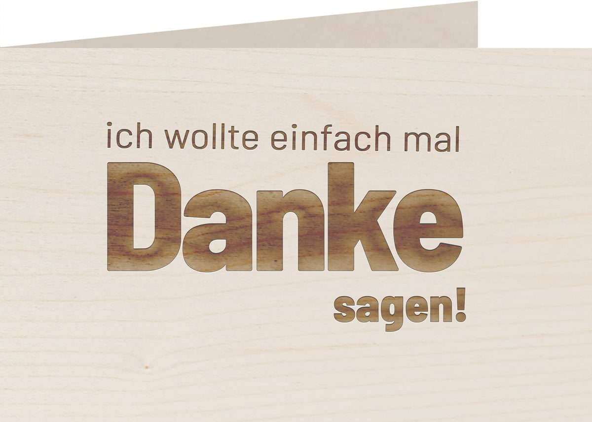 Holzkarte - EINFACH DANKE SAGEN - 100% handmade in Österreich - Postkarte, Geschenkkarte, Grußkarte, Klappkarte, Karte, Einladung
