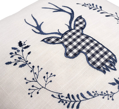 Zirbenkissen beige Bestickt mit Hirsch Größe 40x40 cm befüllt mit Zirbenflocken aus Zirbenholz