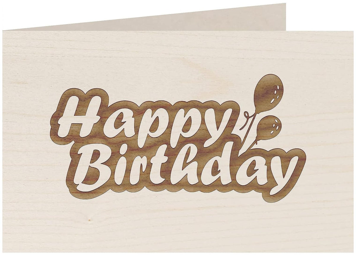 Geburtstagskarte aus Holz - Happy Birthday - 100% handmade in Österreich - Holzgrußkarte, Postkarte, Geschenkkarte, Grußkarte, Klappkarte, Karte, Einladung