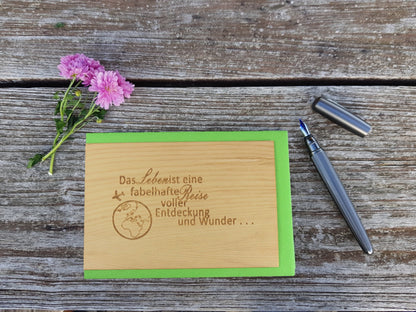 Holzgrußkarte - Spruchkarte - 100% handmade in Österreich - Postkarte Glückwunschkarte Geschenkkarte Grußkarte Klappkarte Karte Einladung
