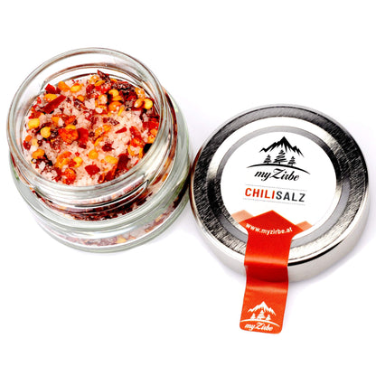 Chilisalz - aus handgeschöpftem portugisisches Quellsalz angereichert mit einem bunten Mix an Chiliraritäten