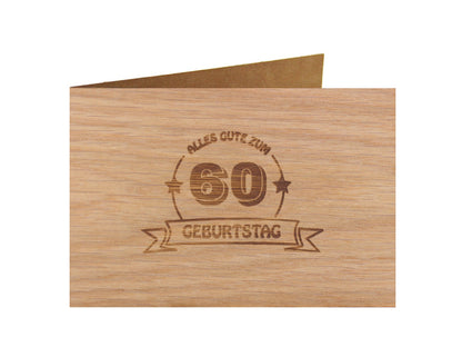 Holzgrußkarte - Geburtstagskarte - 100% handmade in Österreich - Postkarte Glückwunschkarte Geschenkkarte Grußkarte Klappkarte Karte Einladung, Motiv:50 GEBURTSTAG EICHE