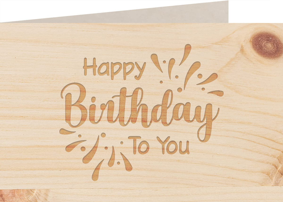 Geburtstagskarte aus Holz - Happy Birthday to you - 100% handmade in Österreich - Postkarte, Geschenkkarte, Grußkarte, Klappkarte, Karte, Einladung