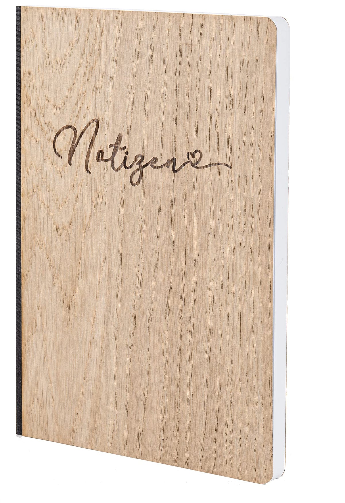 Notizbuch mit Holz Cover in A5 - NOTIZEN - Echtholz Notebook zum Reinschreiben Holzeinband 192 blanko Seiten 90g