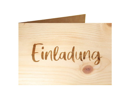 Holzgrußkarte - Einladung - 100% handmade in Österreich - Postkarte, Geschenkkarte, Grußkarte, Klappkarte, Karte, Glückwunschkarte Zirbe