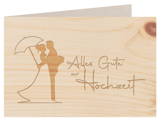 Holzgrußkarte - ALLES GUTE ZUR HOCHZEIT - 100% handmade in Österreich - Postkarte Glückwunschkarte Geschenkkarte Grußkarte Klappkarte Karte Einladung