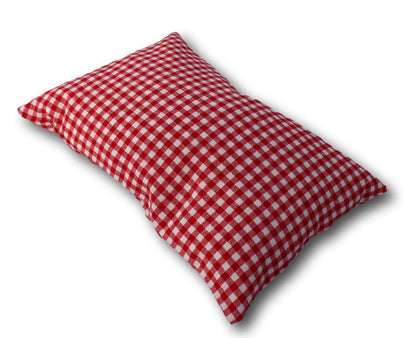Zirbenkissen rot kariert befüllt mit Zirbenspänen aus Zirbenholz 30x20 cm (Karo)