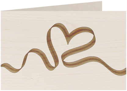 Holzkarte - Herz Band - 100% handmade in Österreich - Postkarte, Geschenkkarte, Grußkarte, Klappkarte, Karte, Einladung