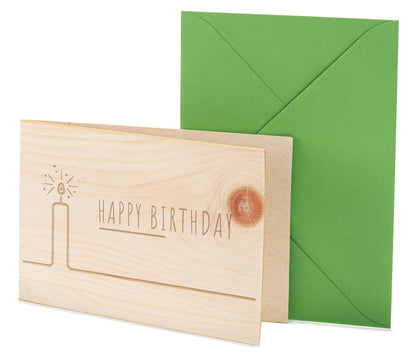 Geburtstagskarte aus Holz - Happy Birthday - 100% handmade in Österreich - Postkarte, Geschenkkarte, Grußkarte, Klappkarte, Karte, Einladung