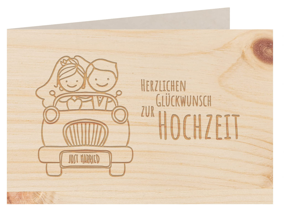 Holzgrußkarte - Hochzeitskarte - 100% handmade in Österreich - Postkarte Glückwunschkarte Geschenkkarte Grußkarte Klappkarte Karte Einladung
