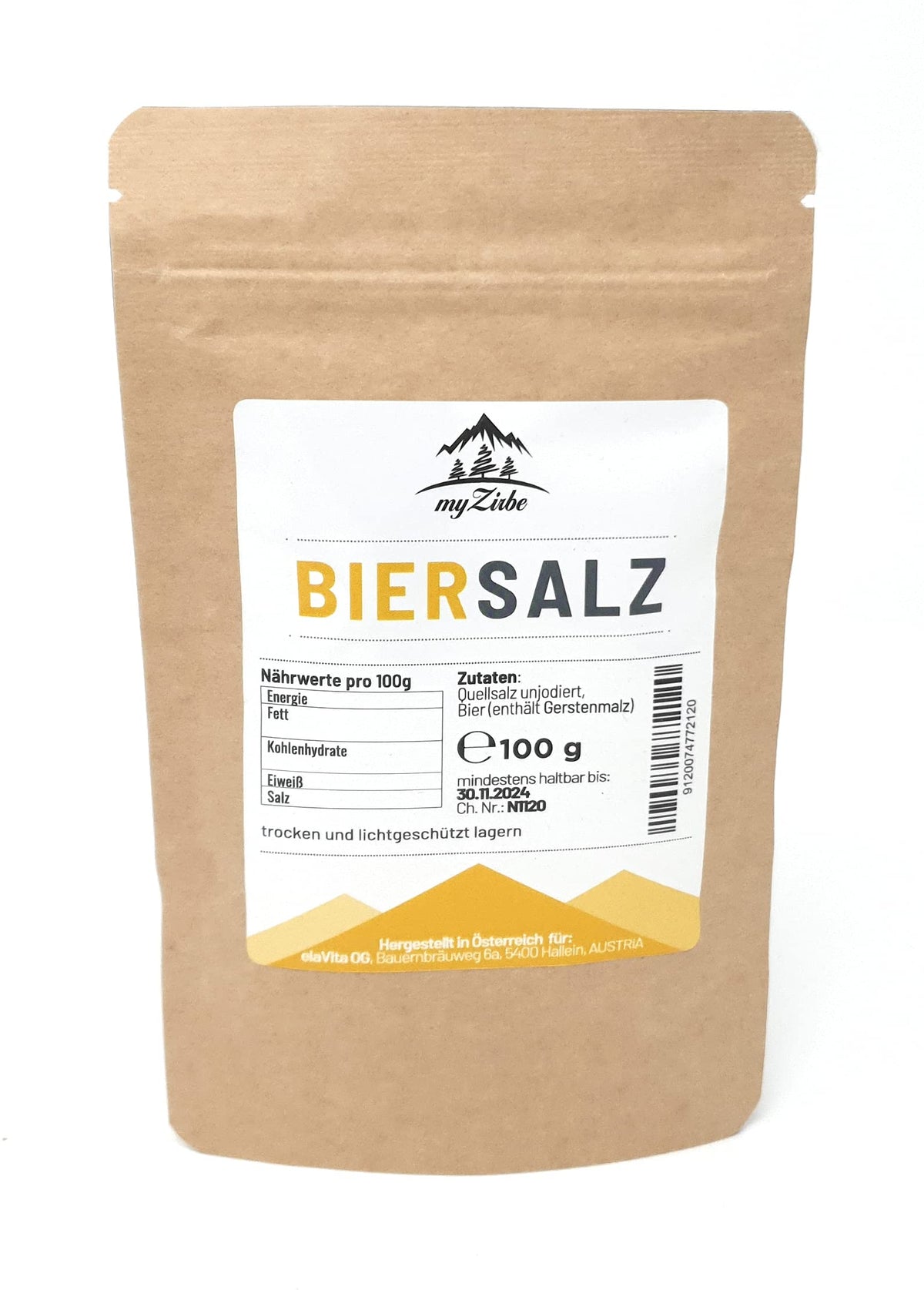 Biersalz - 100g aus handgeschöpftem portugisisches Quellsalz, hergestellt mit dem wohl besten Bier Salzburgs