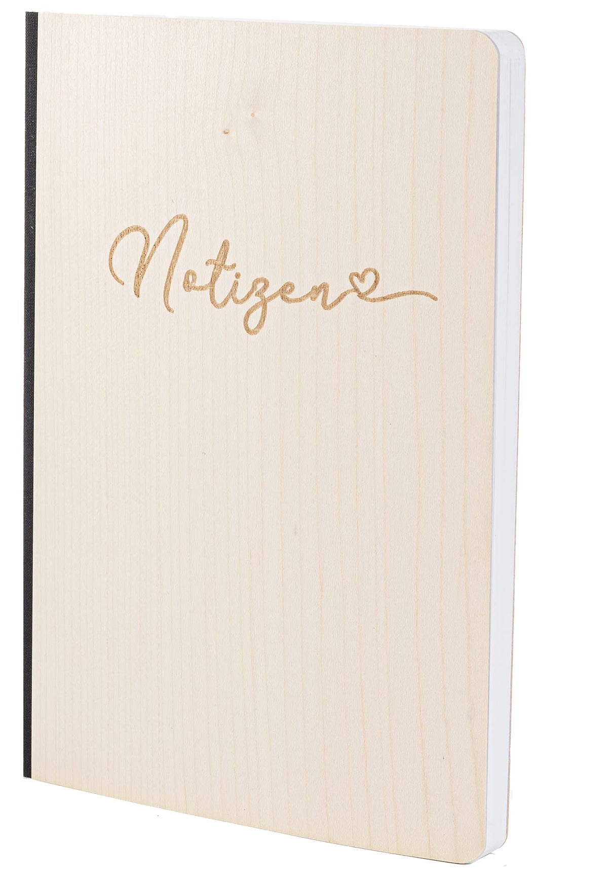 Notizbuch mit Holz Cover in A5 - NOTIZEN - Echtholz Notebook zum Reinschreiben Holzeinband 192 blanko Seiten 90g