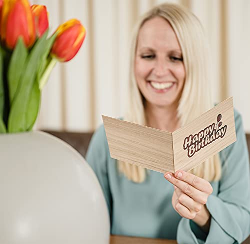 Geburtstagskarte aus Holz - Happy Birthday - 100% handmade in Österreich - Holzgrußkarte, Postkarte, Geschenkkarte, Grußkarte, Klappkarte, Karte, Einladung