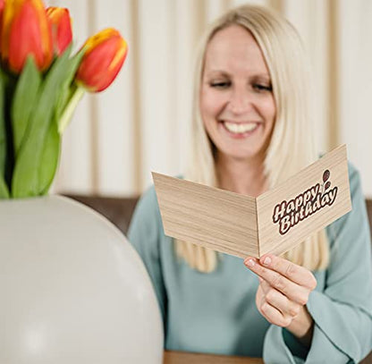 Geburtstagskarte aus Holz - Happy Birthday - 100% handmade in Österreich - Holzgrußkarte, Postkarte, Geschenkkarte, Grußkarte, Klappkarte, Karte, Einladung