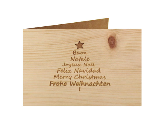 Holzgrußkarte - Frohe Weihnachten - 100% handmade in Österreich - Postkarte, Geschenkkarte, Grußkarte, Klappkarte, Karte, Einladung