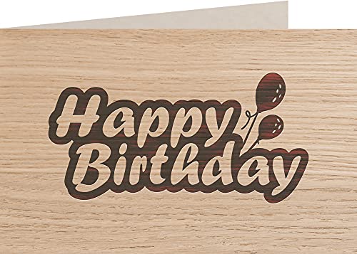 Geburtstagskarte aus Holz - Happy Birthday - 100% handmade in Österreich - Holzgrußkarte, Postkarte, Geschenkkarte, Grußkarte, Klappkarte, Karte, Einladung