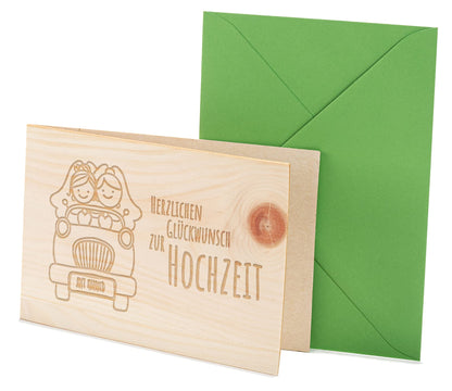 Holzgrußkarte - HERZLICHEN GLÜCKWUNSCH ZUR HOCHZEIT - 100% handmade in Österreich - Postkarte Glückwunschkarte Geschenkkarte Grußkarte Klappkarte Karte Einladung mrs gleichgeschlechtlich