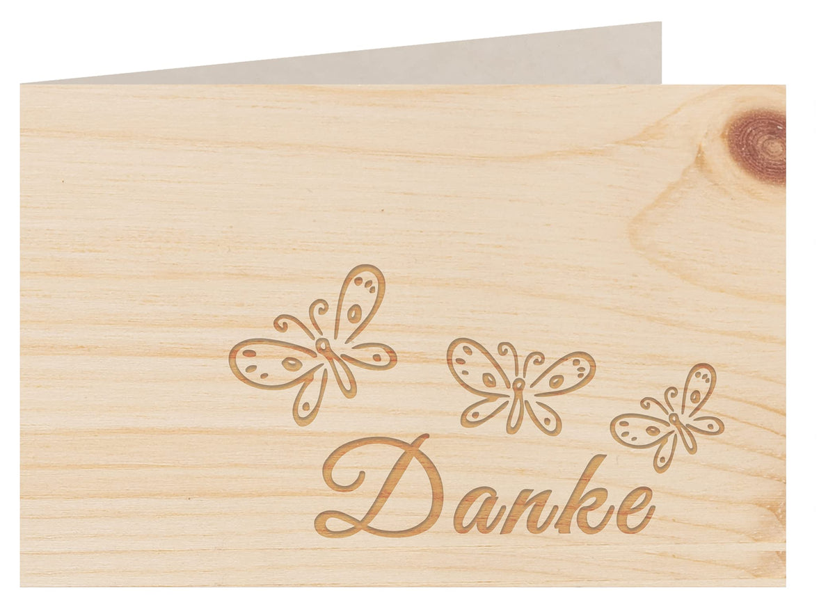 Holzgrußkarte - Dankeskarte- 100% handmade in Österreich - Postkarte Glückwunschkarte Geschenkkarte Grußkarte Klappkarte Karte Einladung