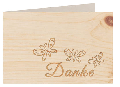 Holzgrußkarte - Dankeskarte- 100% handmade in Österreich - Postkarte Glückwunschkarte Geschenkkarte Grußkarte Klappkarte Karte Einladung