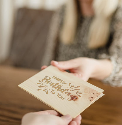 Geburtstagskarte aus Holz - Happy Birthday to you - 100% handmade in Österreich - Postkarte, Geschenkkarte, Grußkarte, Klappkarte, Karte, Einladung