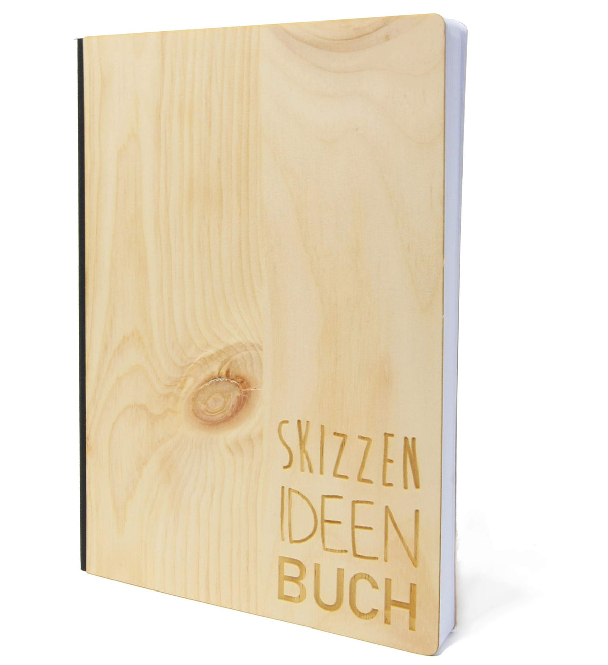 Notizbuch mit Holz Cover in A5 - Skizzen und Ideen Buch - Echtholz Notebook zum Reinschreiben Zirbenholz Holzeinband 192 blanko Seiten 90g