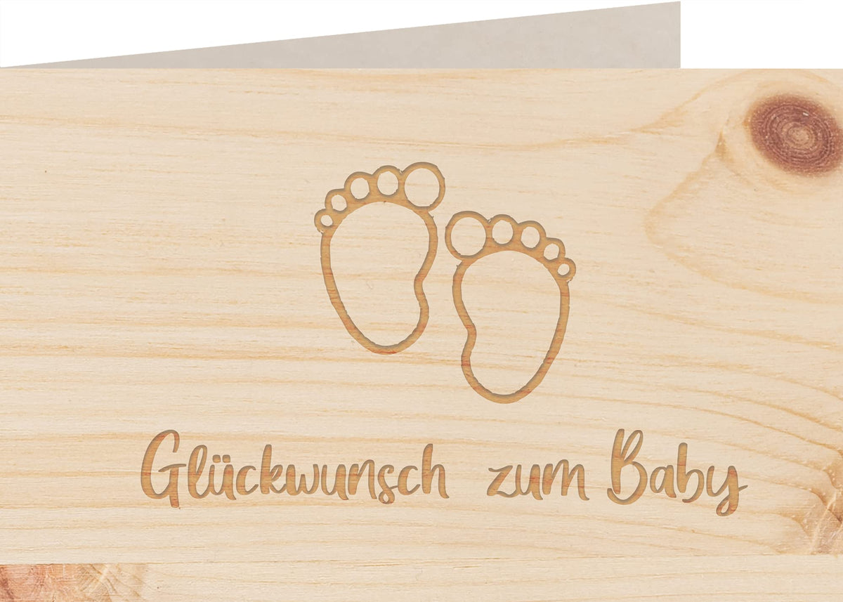 Holzkarte - Glückwunsch zum Baby - 100% handmade in Österreich - Postkarte, Geschenkkarte, Grußkarte, Klappkarte, Karte, Einladung