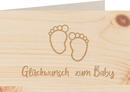 Holzkarte - Glückwunsch zum Baby - 100% handmade in Österreich - Postkarte, Geschenkkarte, Grußkarte, Klappkarte, Karte, Einladung