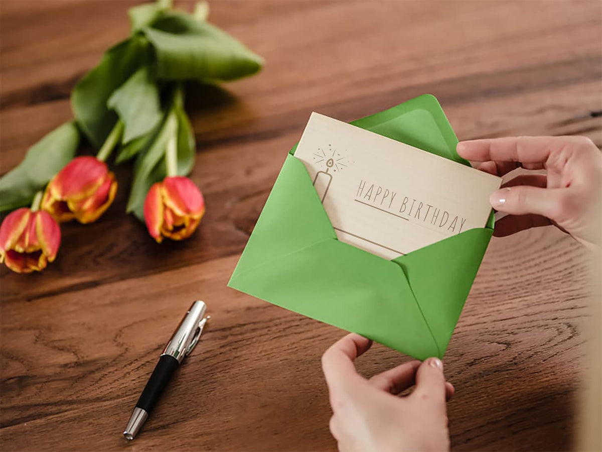 Geburtstagskarte aus Holz - Happy Birthday - 100% handmade in Österreich - Postkarte, Geschenkkarte, Grußkarte, Klappkarte, Karte, Einladung