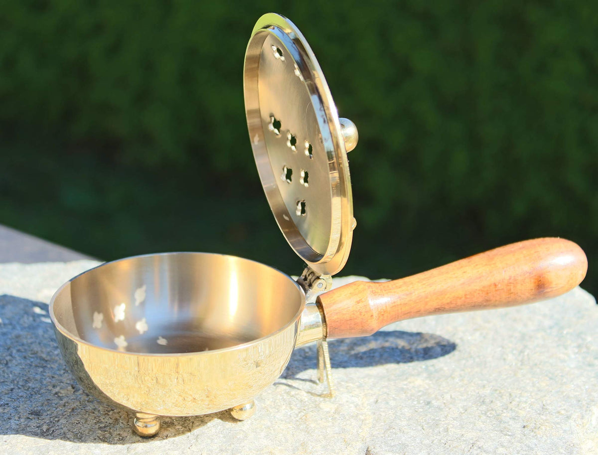 Räucherpfanne Set 5 teilig Räuchergefäß zum Räuchern von Weihrauch, Harzen, inkl. Weihrauch, Räucherkohle, Räuchersand, Räucherzange