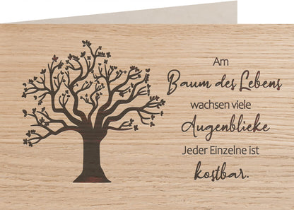 Holzkarte - BAUM DES LEBENS - 100% handmade in Österreich - Postkarte, Geschenkkarte, Grußkarte, Klappkarte, Karte, Einladung