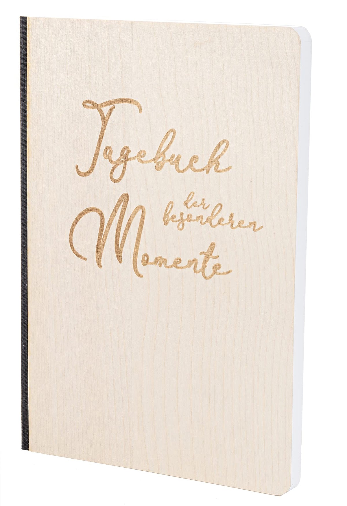 Notizbuch mit Holz Cover in A5 - TAGEBUCH DER BESONDEREN MOMENTE - Echtholz Notebook zum Reinschreiben Holzeinband 192 blanko Seiten 90g