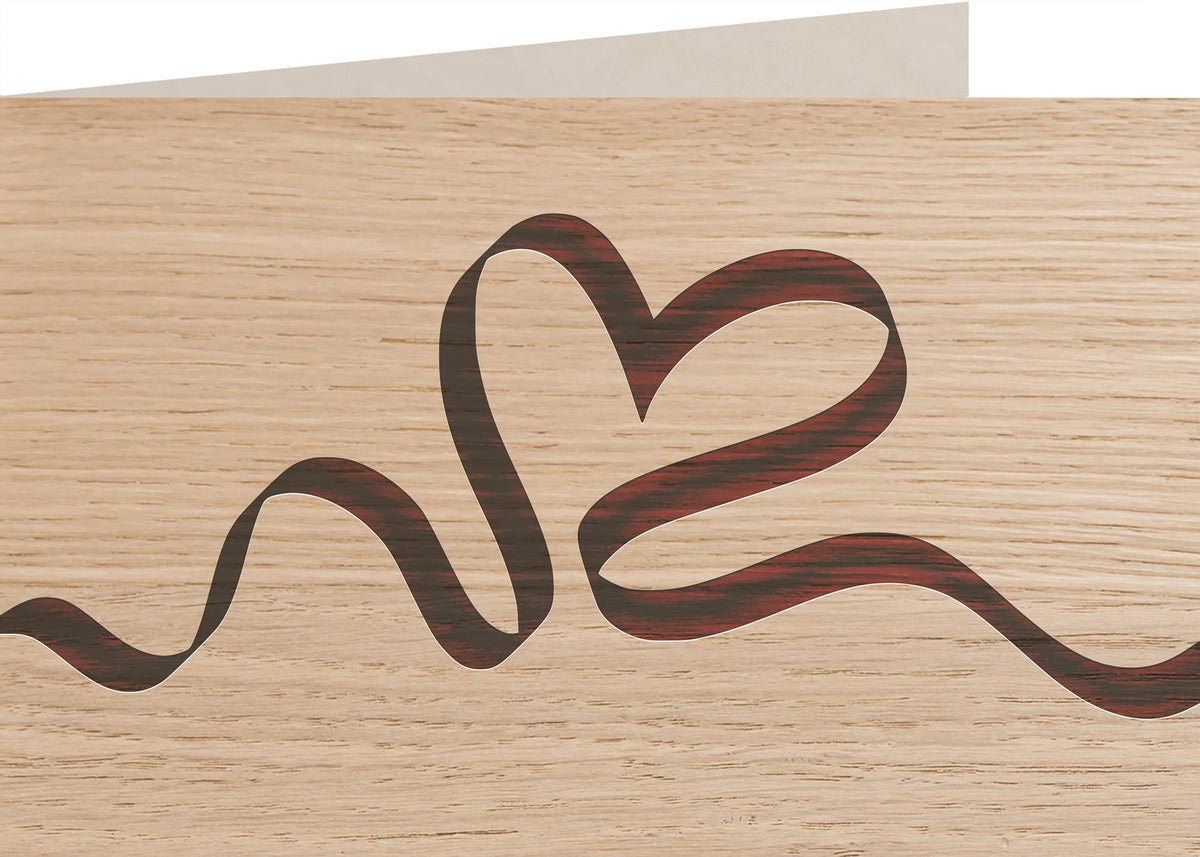Holzkarte - Herz Band - 100% handmade in Österreich - Postkarte, Geschenkkarte, Grußkarte, Klappkarte, Karte, Einladung