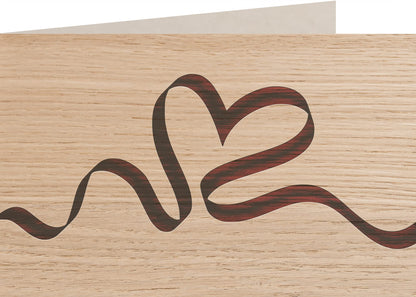 Holzkarte - Herz Band - 100% handmade in Österreich - Postkarte, Geschenkkarte, Grußkarte, Klappkarte, Karte, Einladung